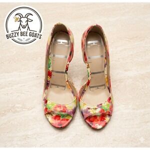 WOMENS Elle FLORAL PEEP TOE HIGH HEELS PUMPS STILETTOS SIZE 7 MEDIUM